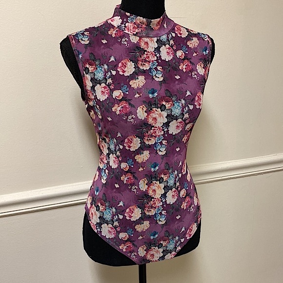 Purple Mesh Floral Bodysuit - Picture 4 of 16